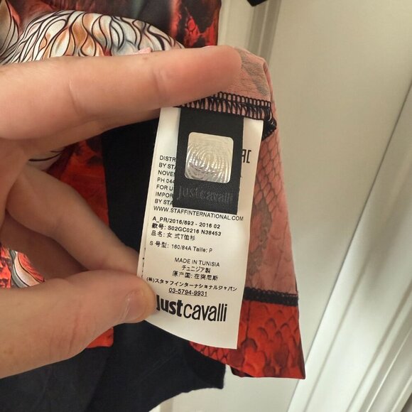 Just Cavalli Flamingo Print Tee Short Sleeve Size Small Color Black Pink Red - Picture 4 of 6